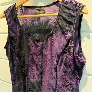 Y2K Sere Nade Tank Black Purple mesh Burnout velvet Ruffle Fairy Goth whimsigoth